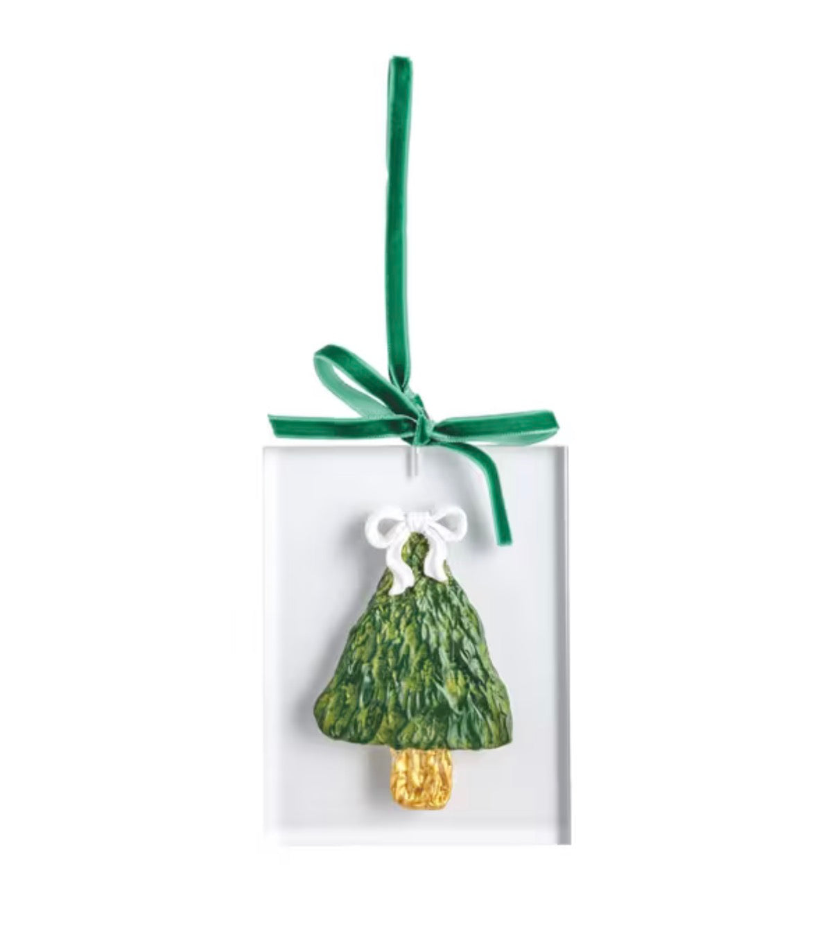 Painted Acrylic Ornament with Green Ribbon