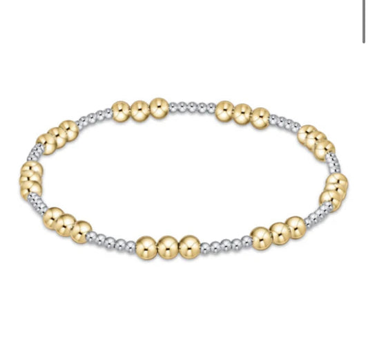 Classic Joy Pattern 4mm Bead Bracelet - Mixed Metal