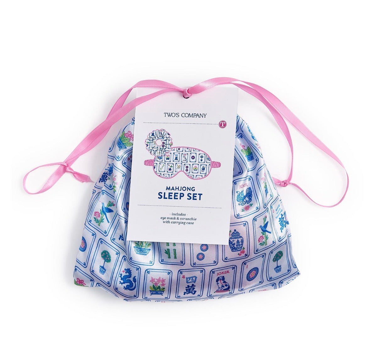 Pagoda Party Mahjong Sleep Mask and Ruffle Scrunchie Set