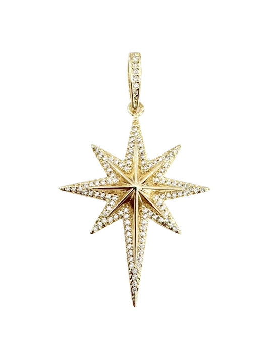 Elongated Gold Star Scarf Charm - North Star