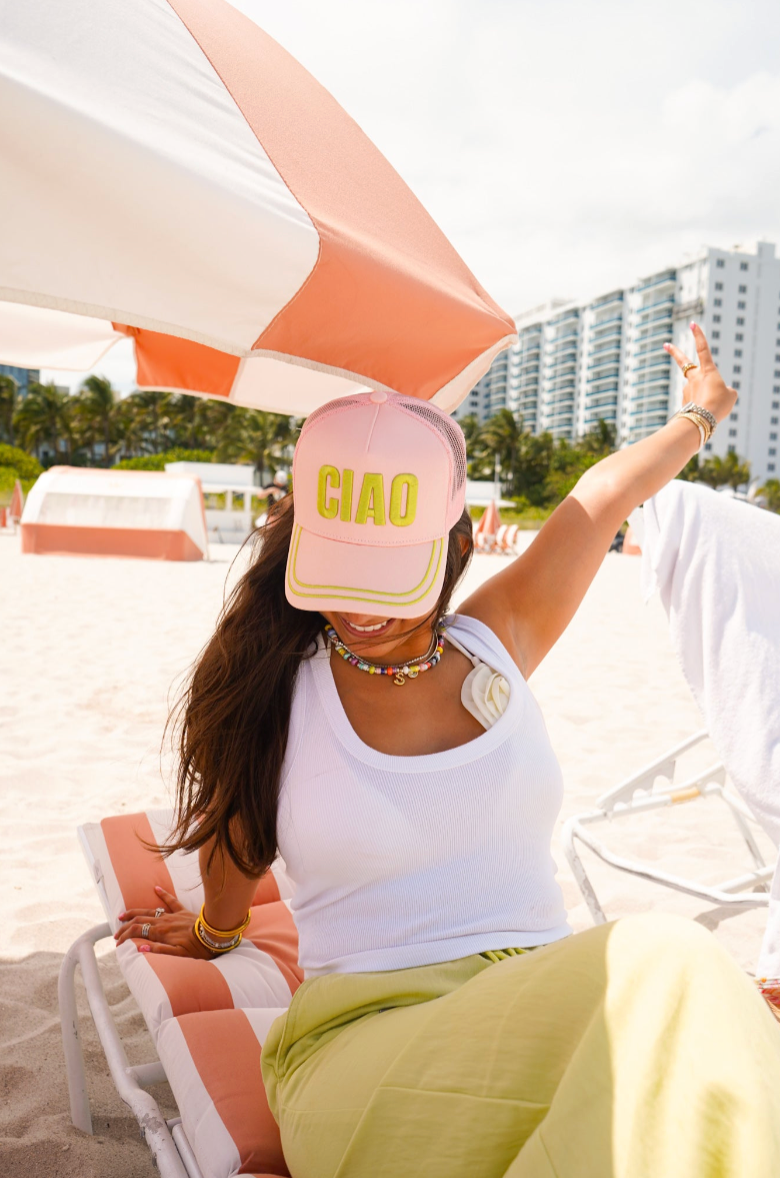 Ciao - Pink Canvas Trucker Hat