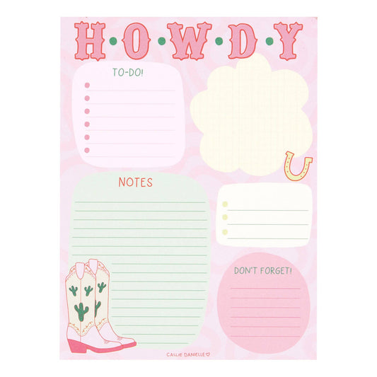 Howdy Cowgirl Boots Western Daily Notepad