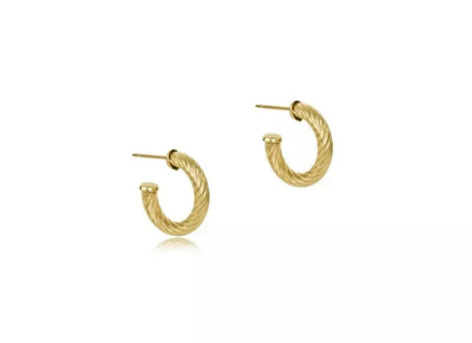 ROUND GOLD 0.5" POST HOOP - 4MM - TEXTURED TWIST