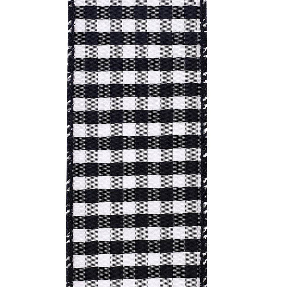 Check Taffeta Wired Edge Ribbon, Black, 2-1/2 In, 10 Yards