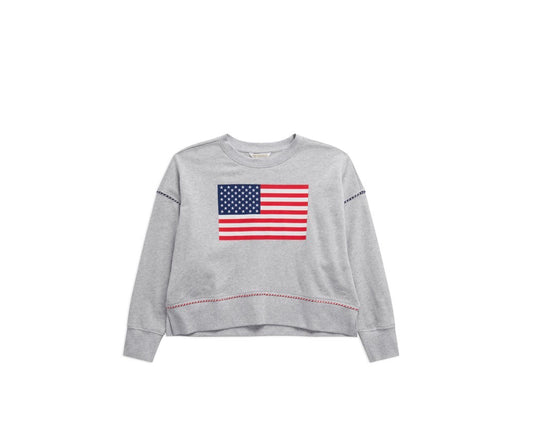 American Flag Grey Relaxed Sweatshirt