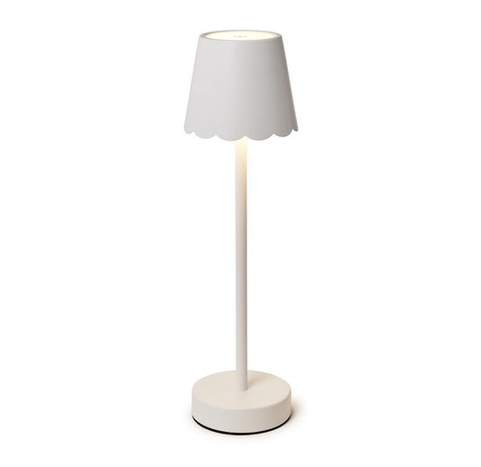 White Scalloped Cordless Lamp