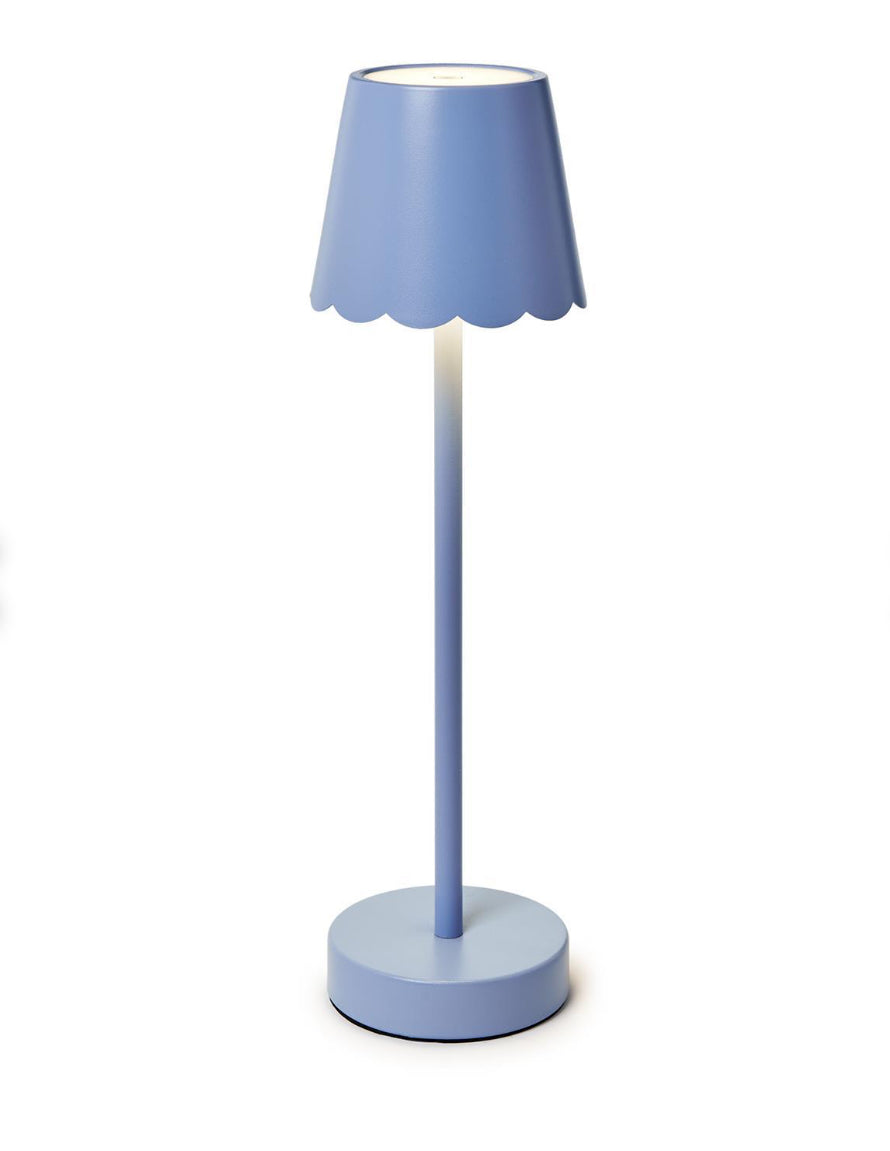 Blue Scalloped Cordless Lamp