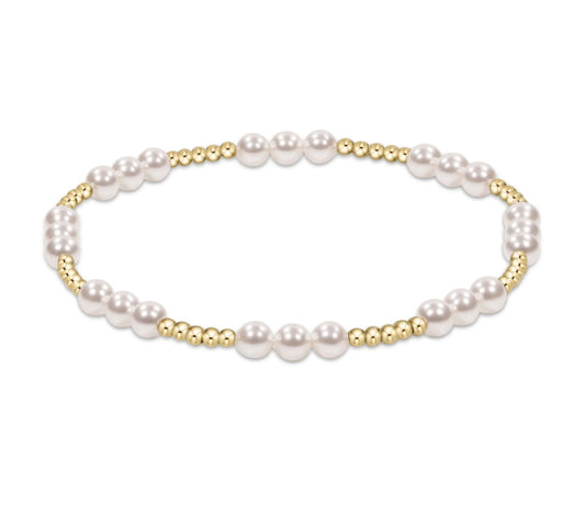 Classic Joy Pattern 4mm Bead Bracelet- Pearl