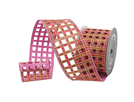 Window Plaid Pink Ribbon