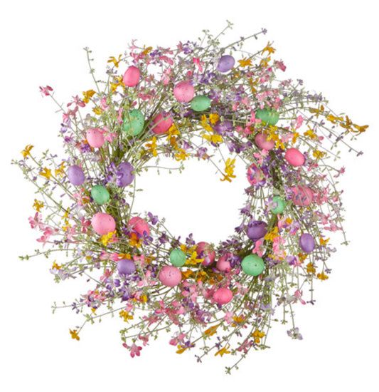 Wildflower & Pastel Egg Wreath
