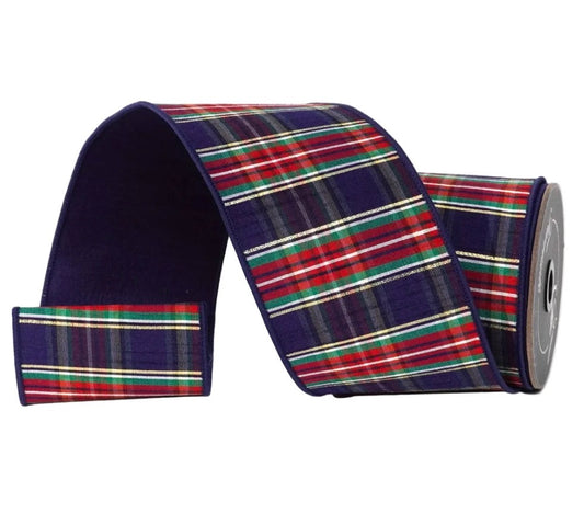 Christmas Plaid- Navy Ribbon