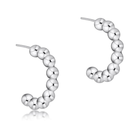 beaded classic 1" post hoop - 4mm sterling
