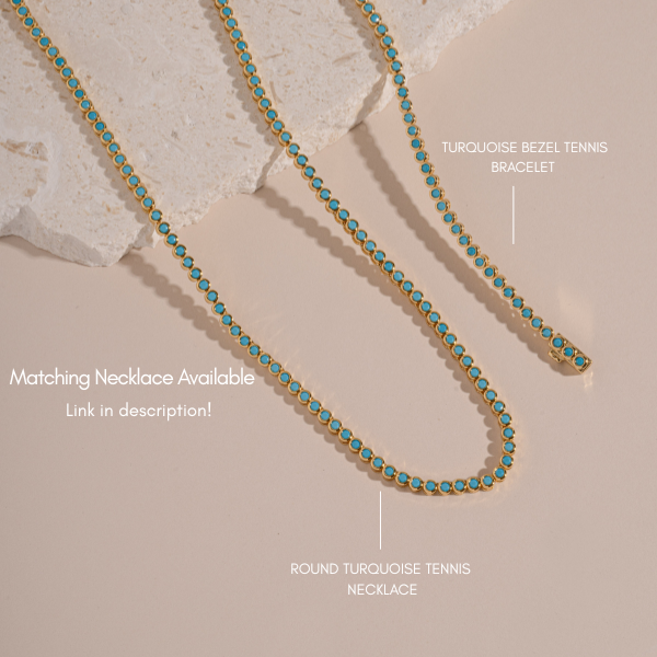 Turquoise Bezel Tennis Bracelet: 6.75" / Gold
