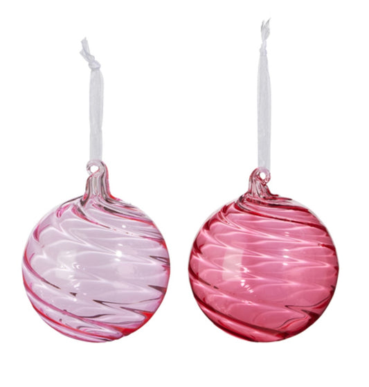 4" Pink Blown Glass Ball Ornament