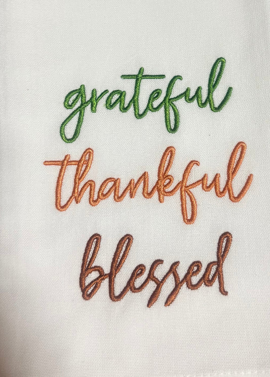 Grateful Thankful Blessed Tea Towel