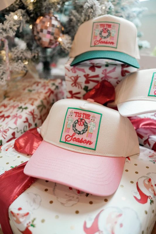 Tis The Season - Vintage Trucker Hat: Pink