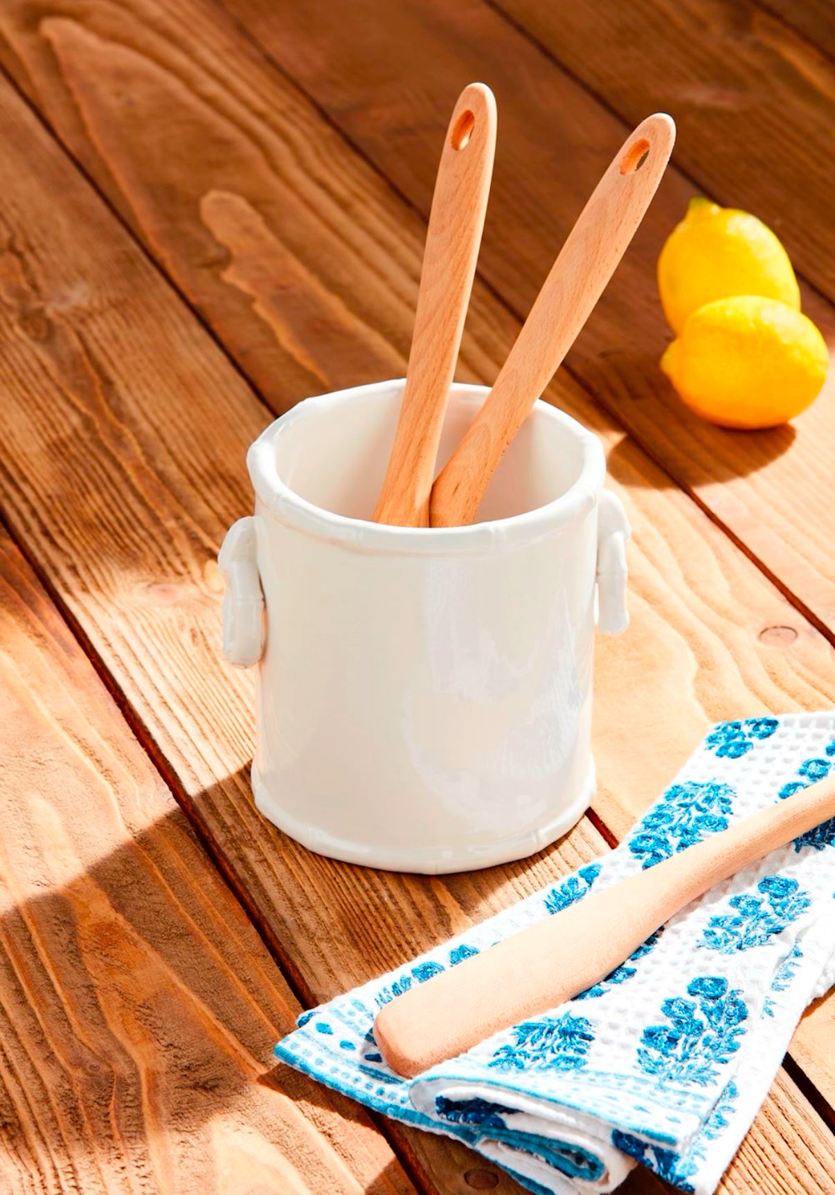 White Bamboo Utensil Holder