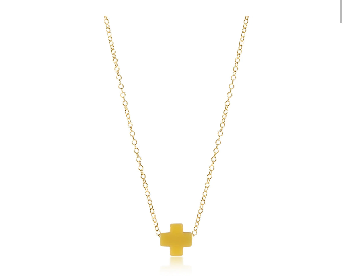 16” Necklace Gold Signature Cross- Canary