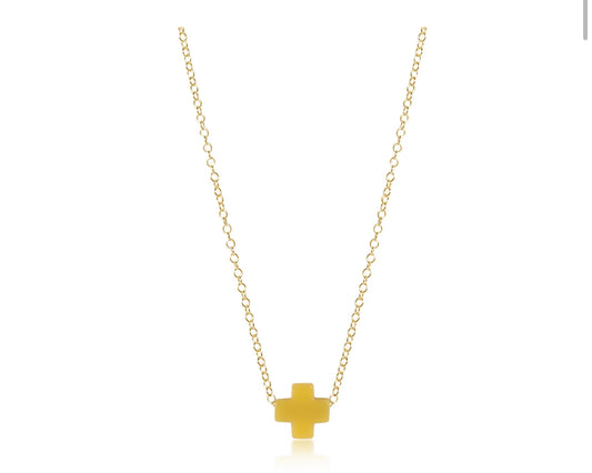 16” Necklace Gold Signature Cross- Canary