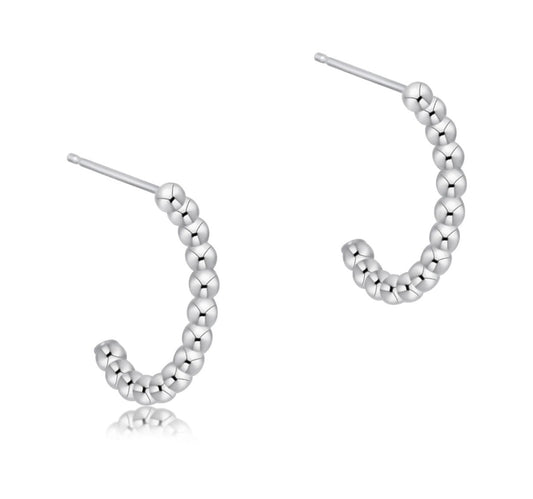 beaded classic 1" post hoop - 2mm sterling