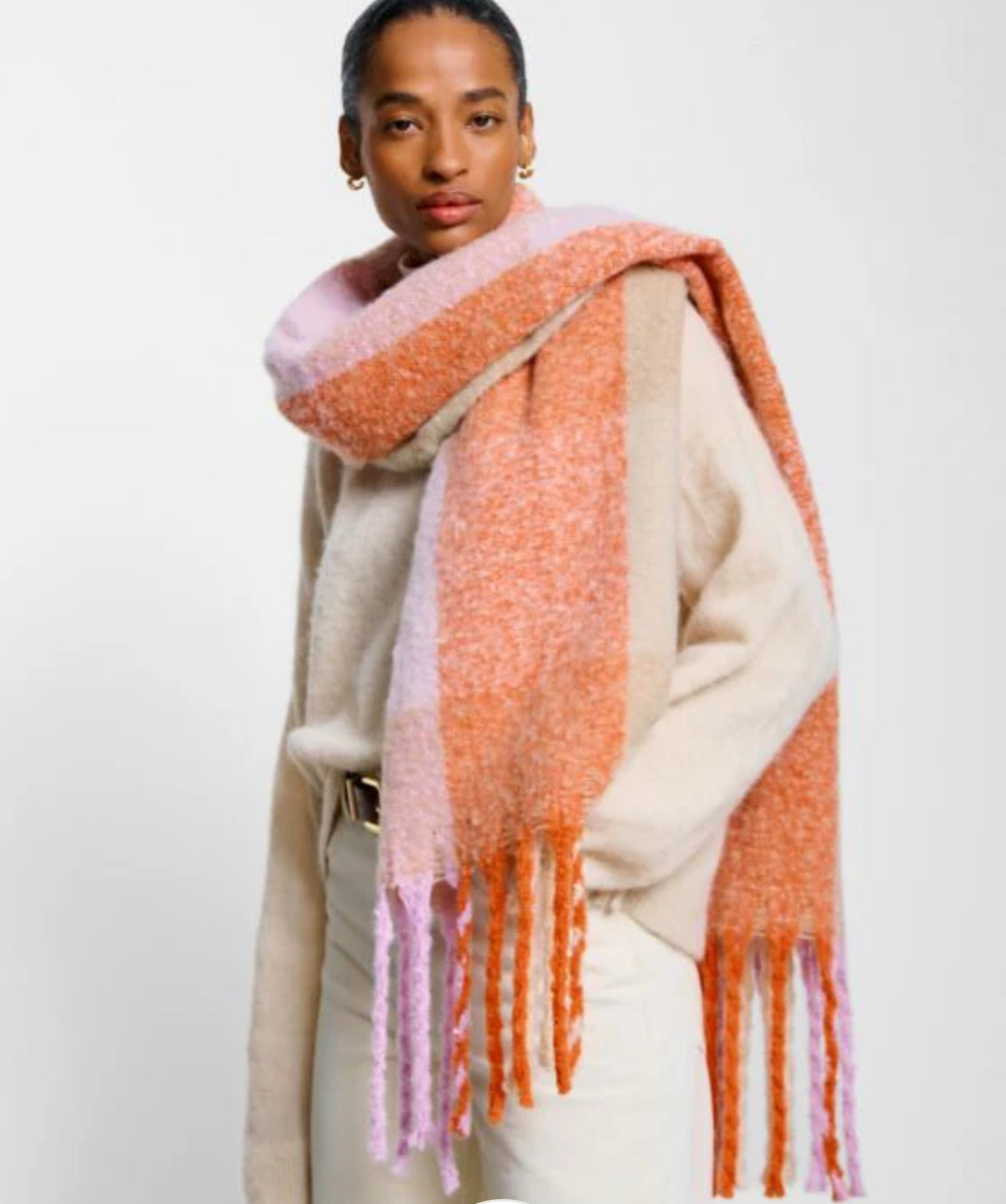 Checked Tassel Scarf