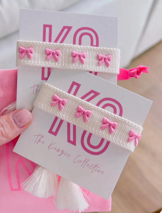 Pink Bow Tassel Bracelet