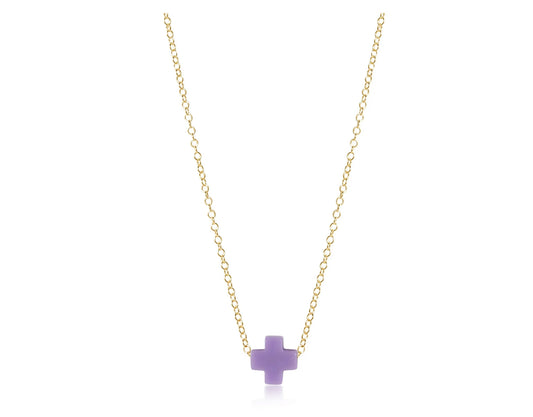 16” Necklace Gold Signature Cross- Purple