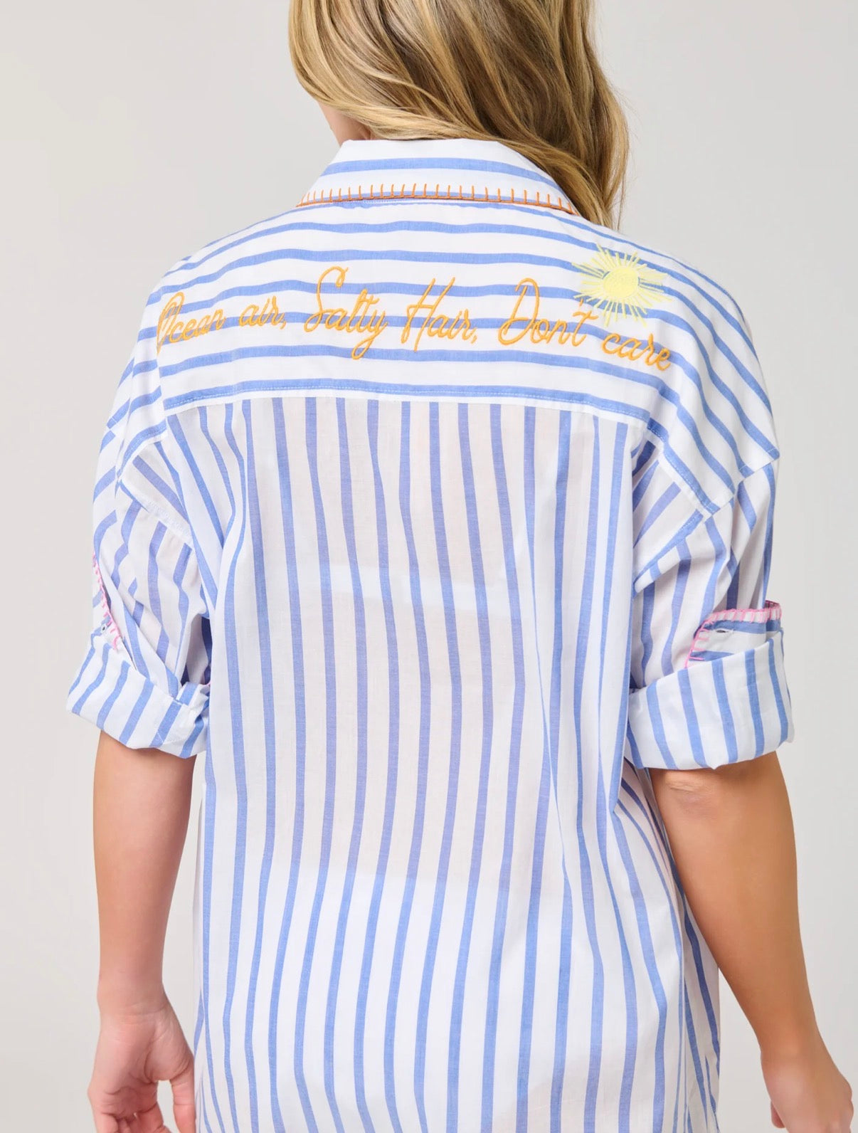 "Beach/Ocean Air, Salty Hair, Don't Care" Cover-Up Shirt