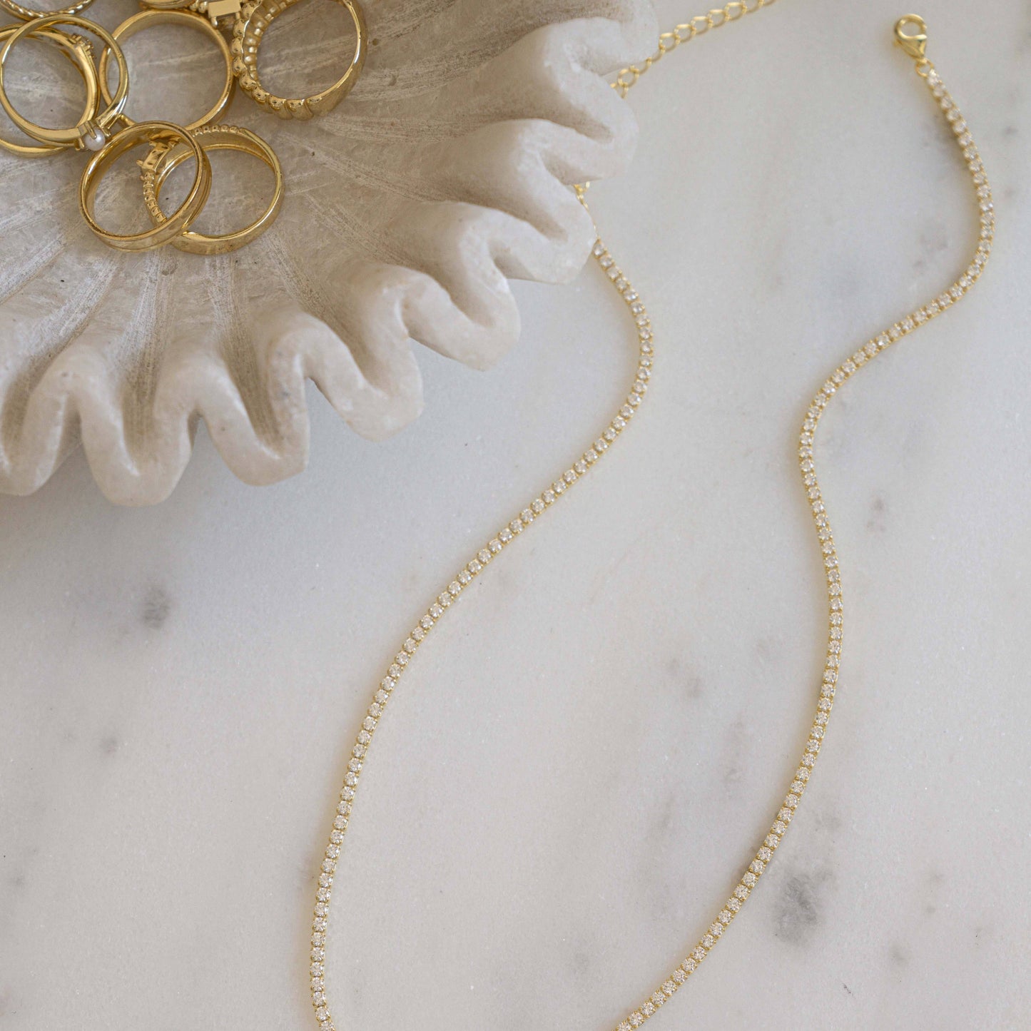 2mm Tennis Necklace: Gold / 15" + 3" Ext