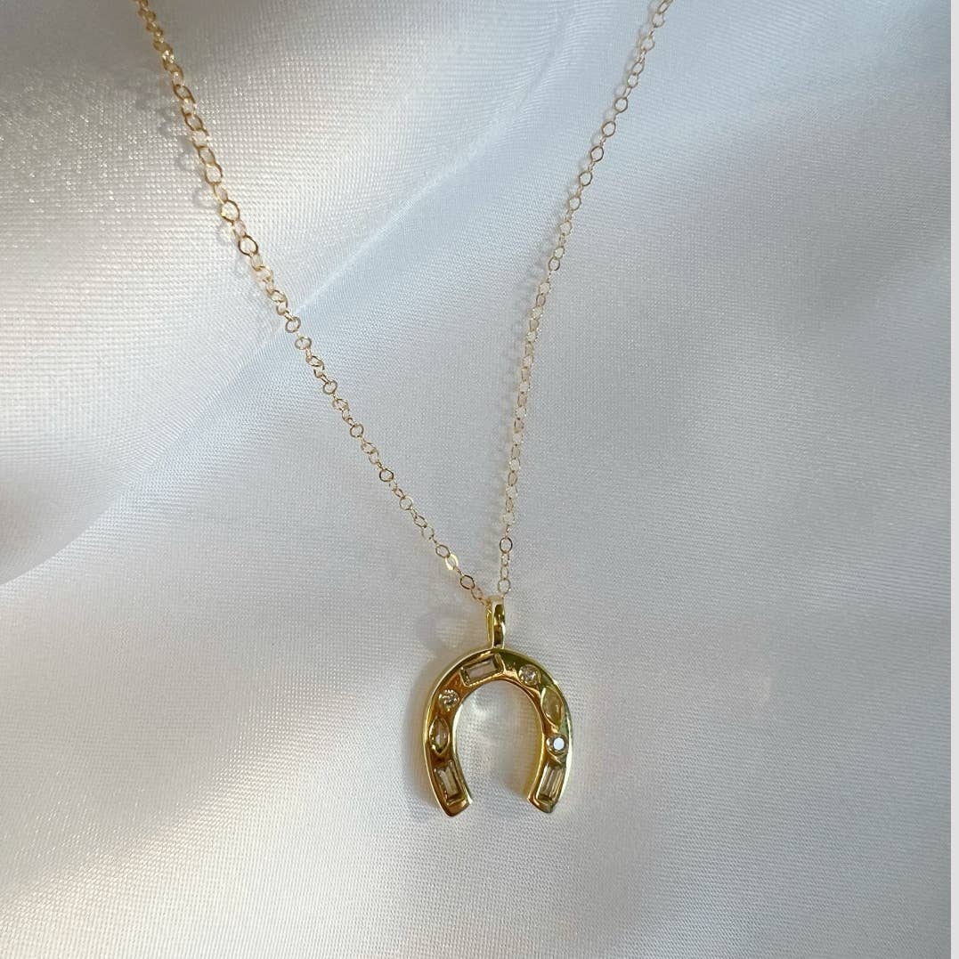 Giddy Up Horseshoe Bachelorette Necklace Gold Filled