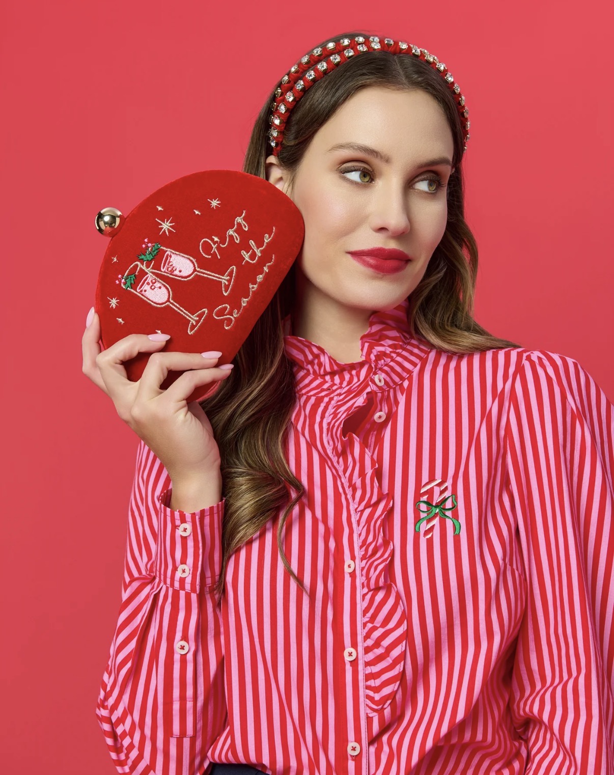 Candy Cane Ruffle Blouse