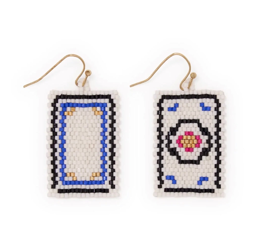 LILY BEADED MAHJONG EARRINGS FLOWER