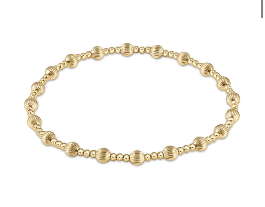 EXTENDS - DIGNITY SINCERITY PATTERN 4MM BEAD BRACELET - GOLD