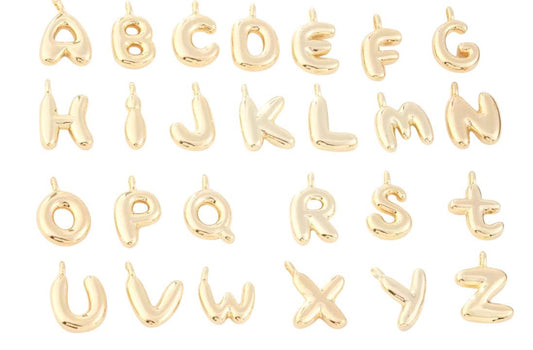 Gold Clip on Bubble Letters Scarf Initials - Set of Alphabet: M