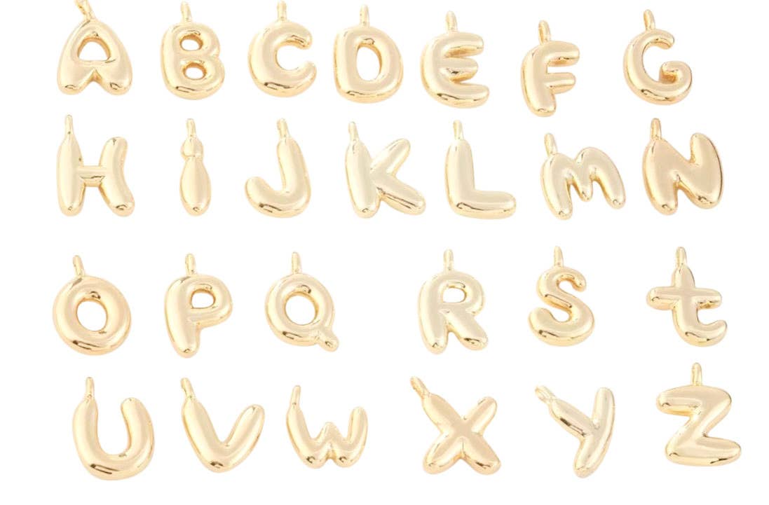 Gold Clip on Bubble Letters Scarf Initials - Set of Alphabet: A