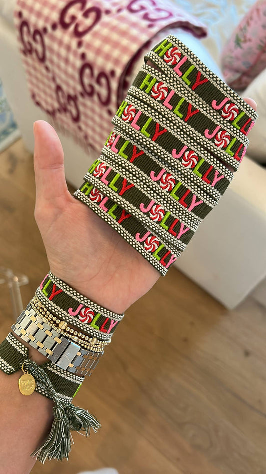 Holly jolly Christmas tassel bracelet accessory