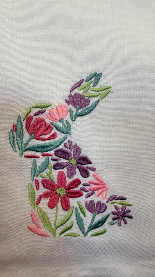 Floral Bunny Tea Towel