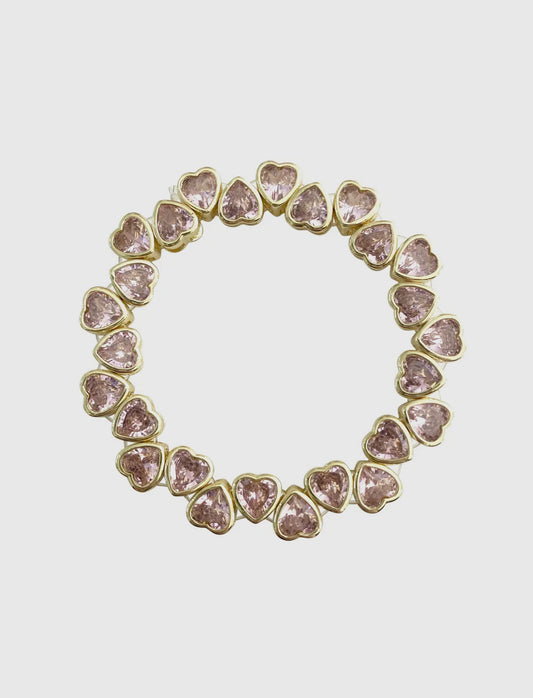 Heart Stretch Bracelet- Light Pink