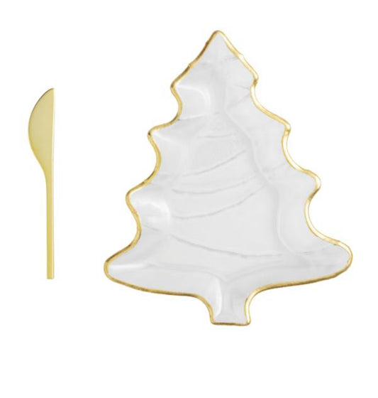 Gold Glass Tree Cheese Set