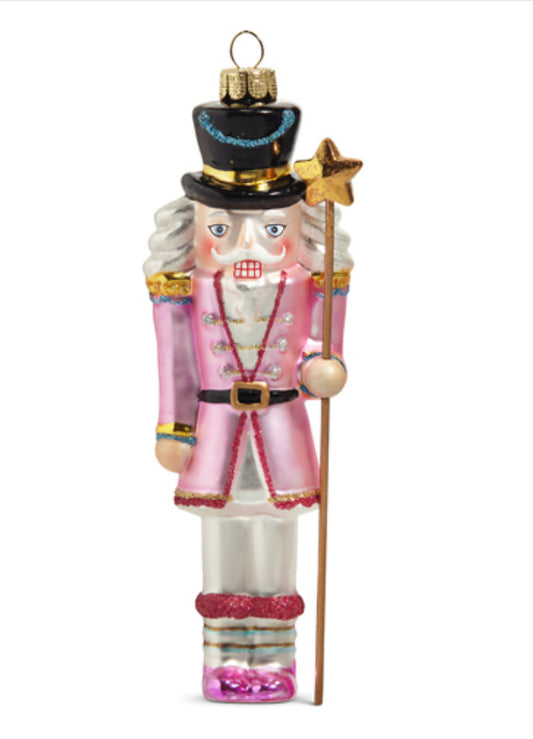 6" Blushing Nutcracker Glass Ornament