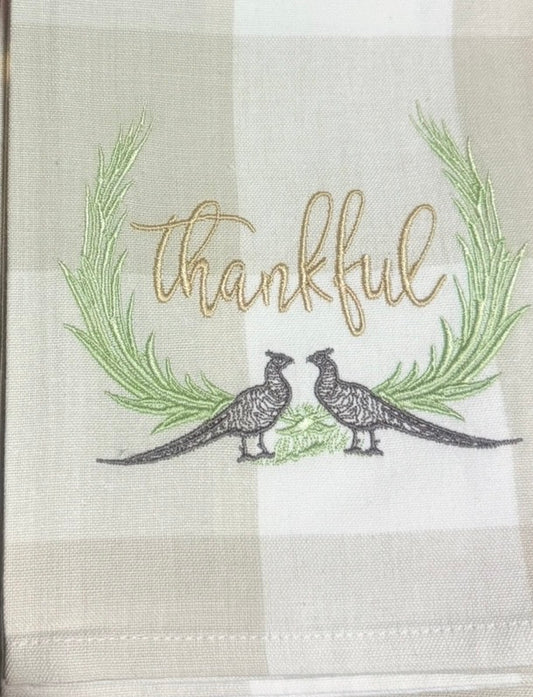 Thankful Pheasant Tea Towel
