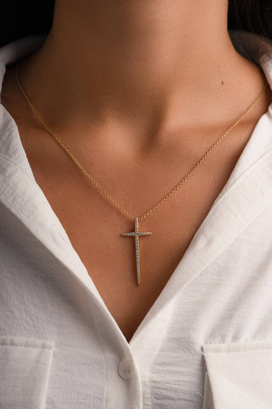 Cross Necklace: Gold