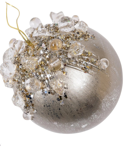 Crystal Bejeweled Ornament- Platinum