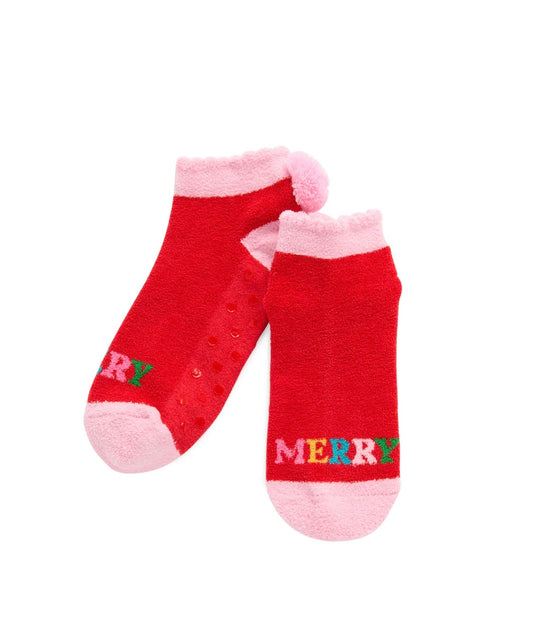 "Very Merry" Home Socks- Red
