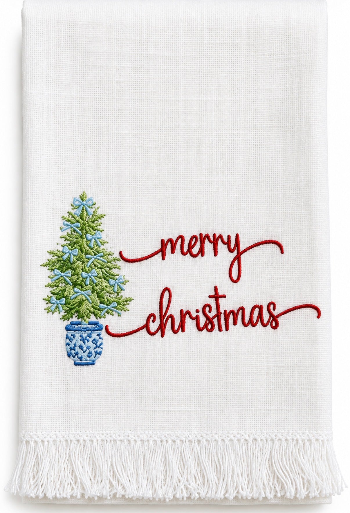 Tree with Merry Christmas Tea Towel