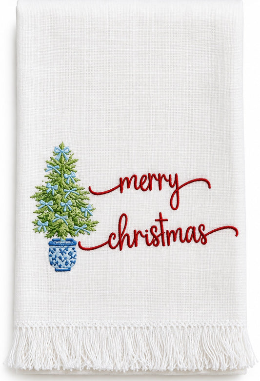 Tree with Merry Christmas Tea Towel