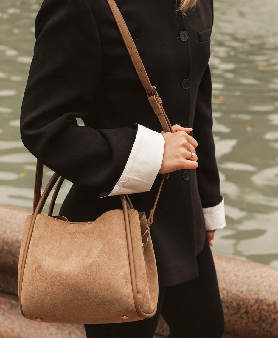 Steffie Mini Suede Tote Bag- Honey