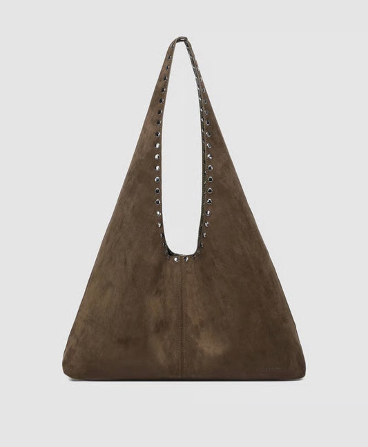 Hailey Suede Shoulder Bag- Olive