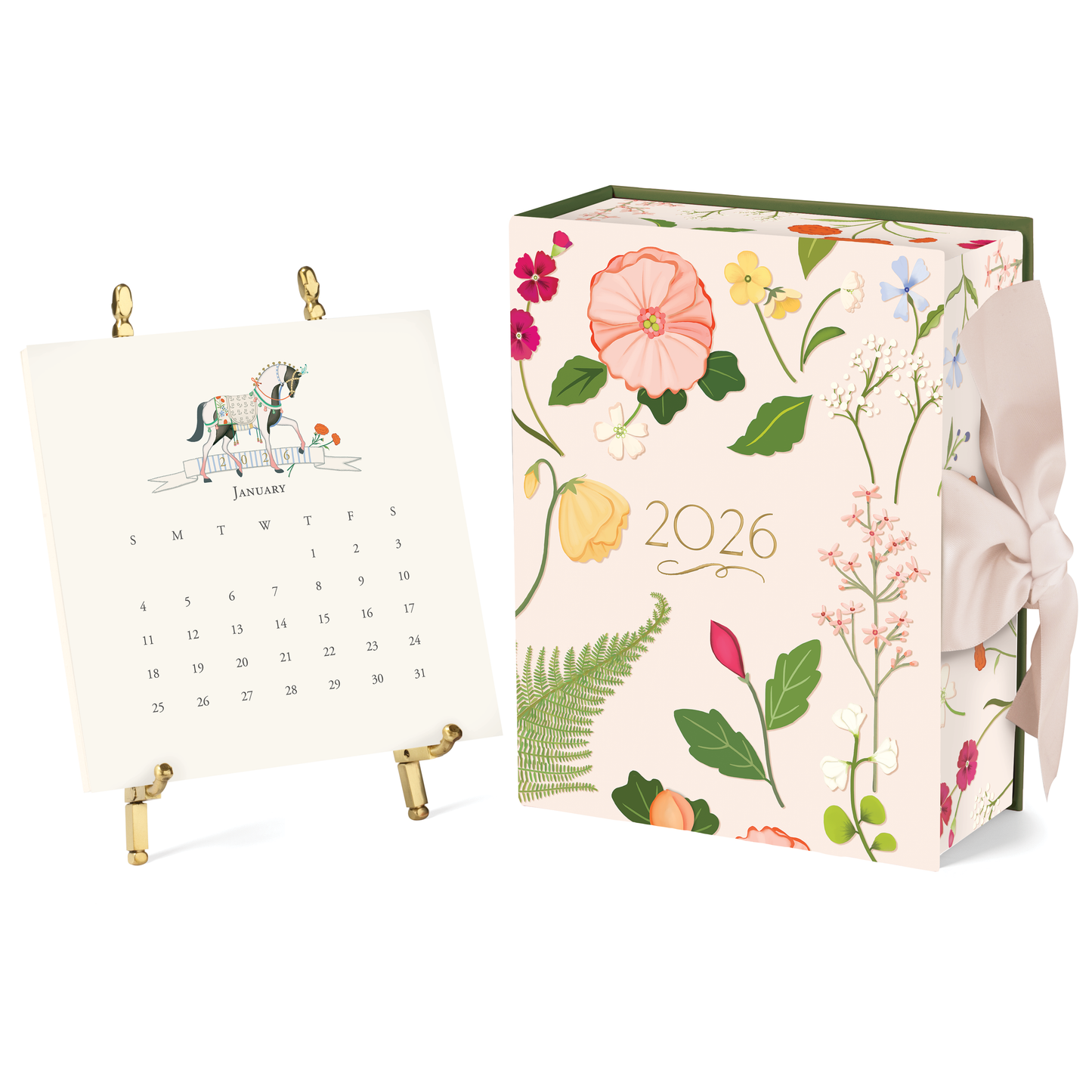 2026 Classic Desk Calendar: Silver Easel
