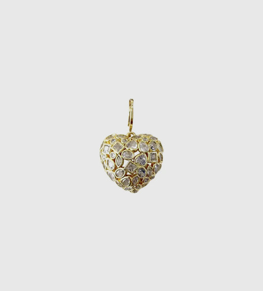 CZ Gem Puffy Heart Charm